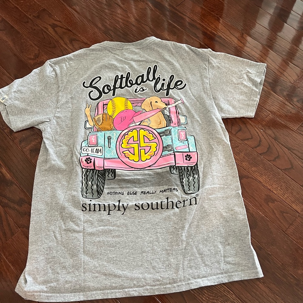 Gray Simply Southern Softball Themed Shirt